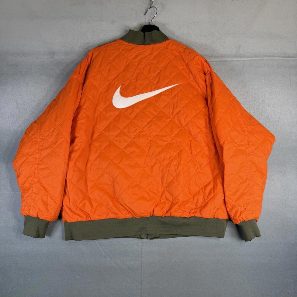 Nike Sportswear Reversible Varsity Bomber Jacket Womens XL Green Orange Quilted - Picture 4 of 11